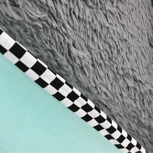 Rue21 Hoodie Womens Large Limited Edition Checkered Sleeve Kangaroo Pocket - Picture 6 of 13